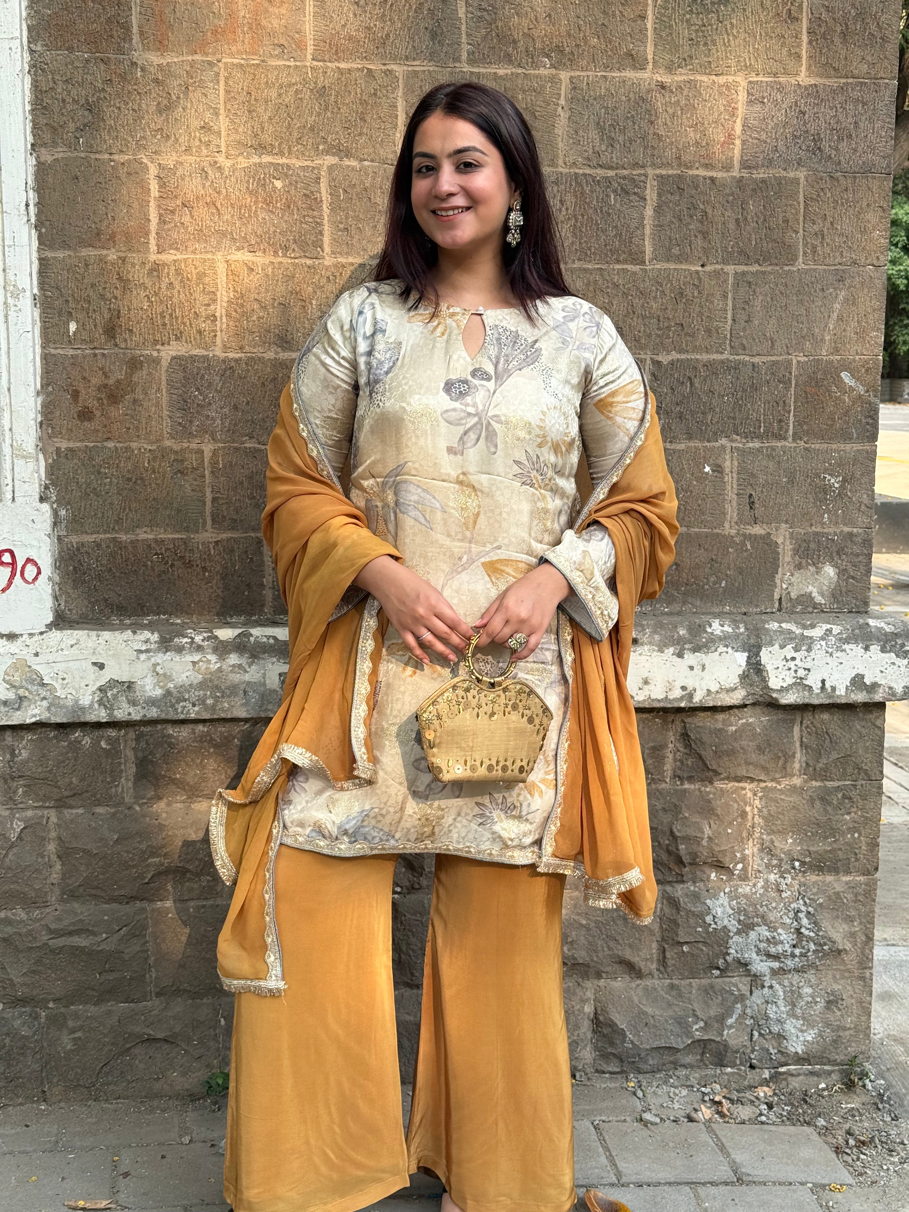 Amber Petal Kurta With Shalwar And Dupatta