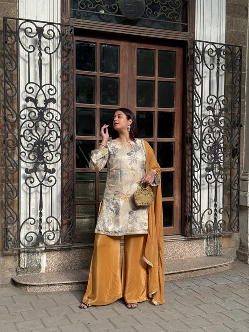 Amber Petal Kurta With Shalwar And Dupatta