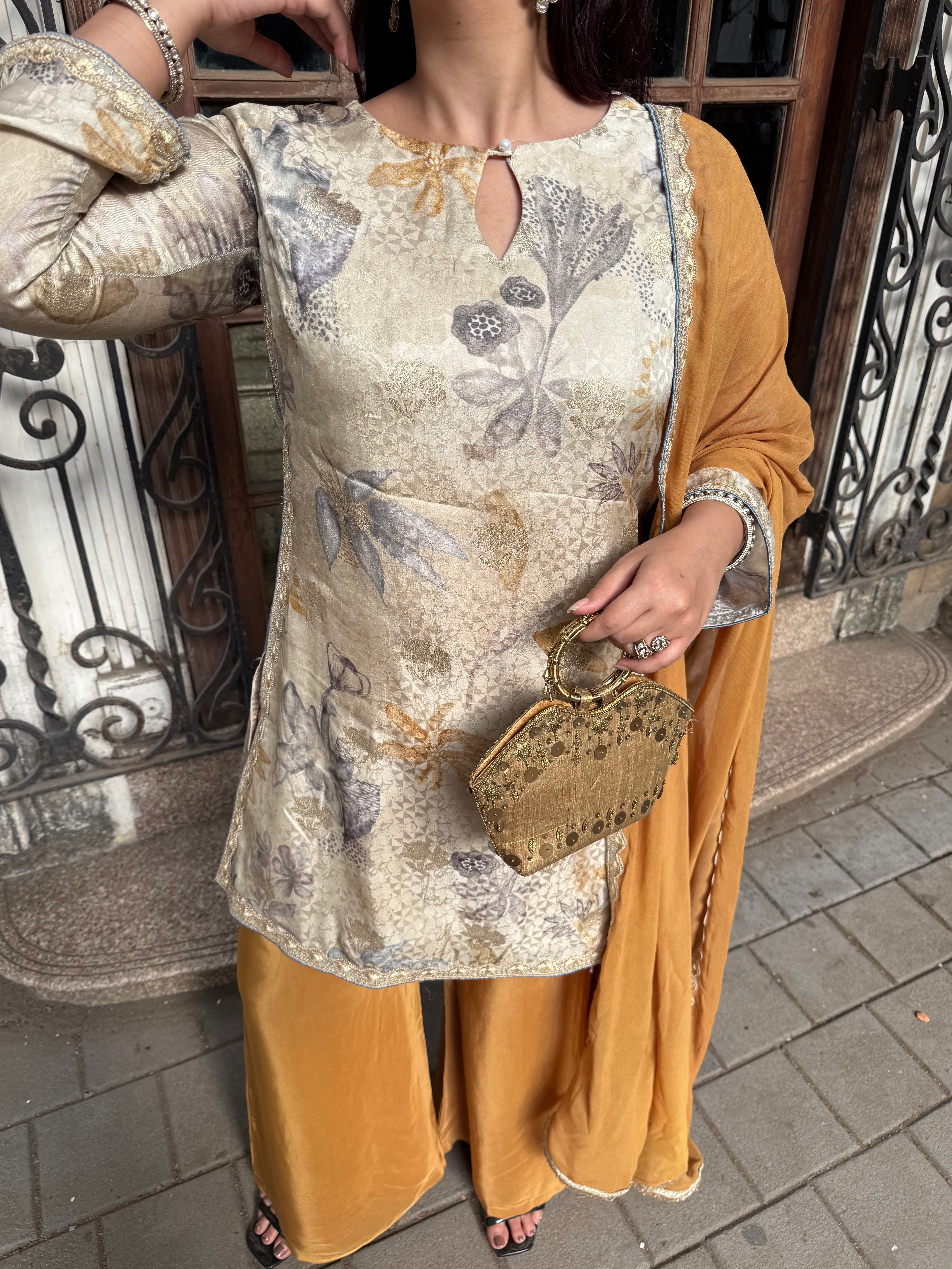 Amber Petal Kurta With Shalwar And Dupatta