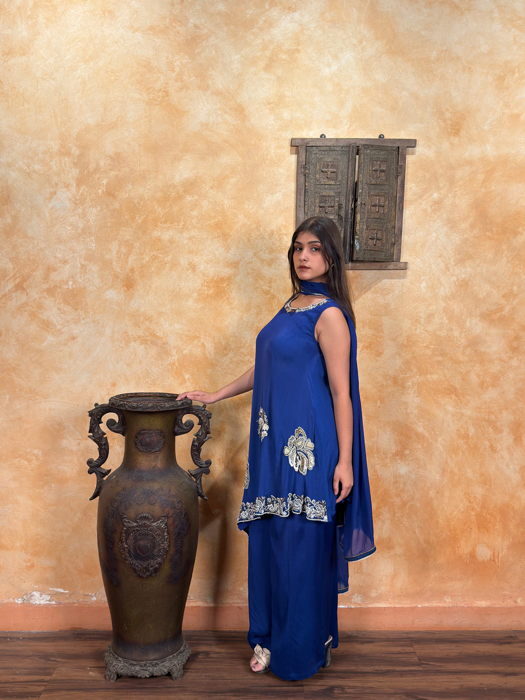Sky Blossom Cutwork Kurta With Shalwar And Dupatta