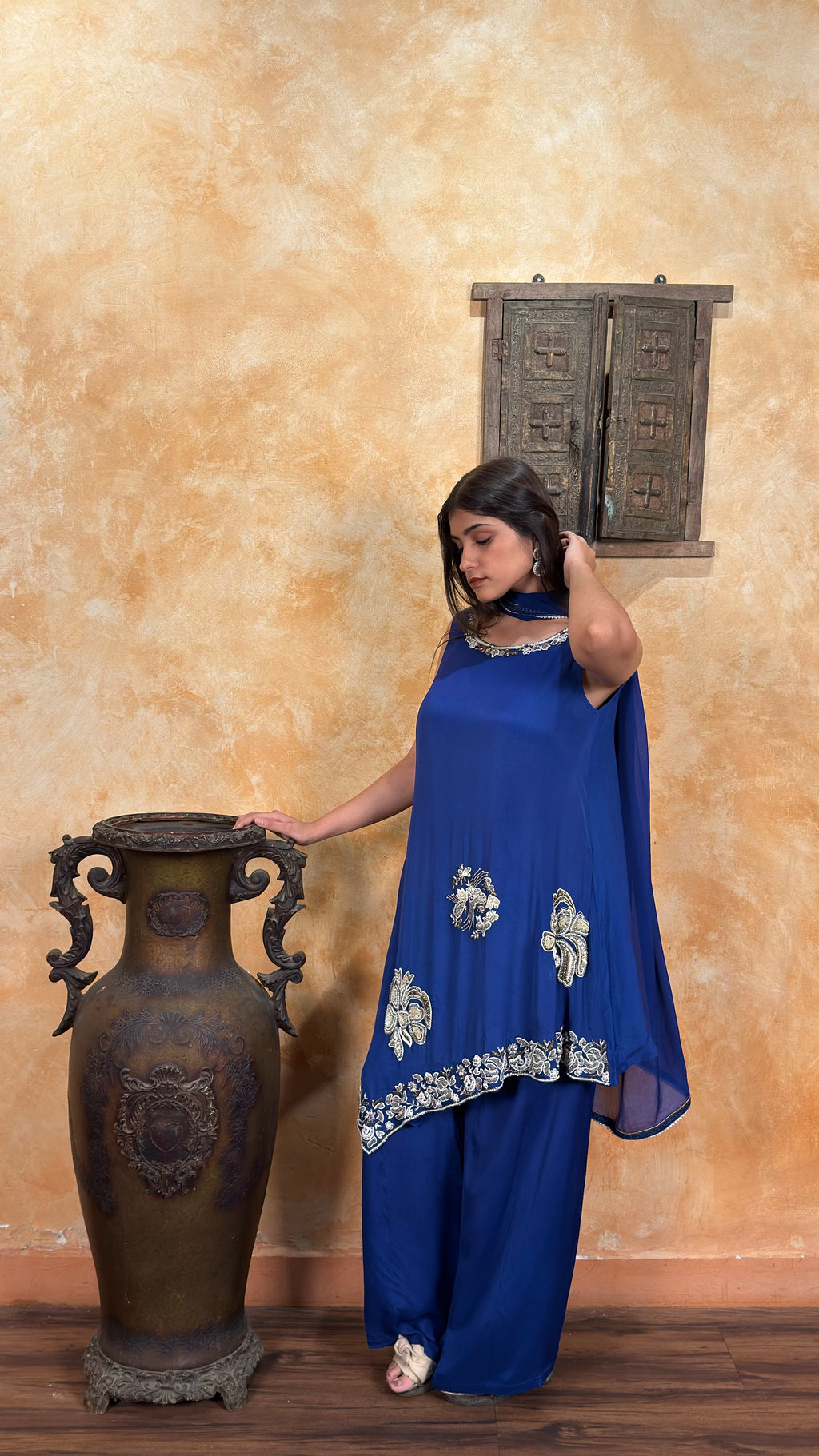 Sky Blossom Cutwork Kurta With Shalwar And Dupatta